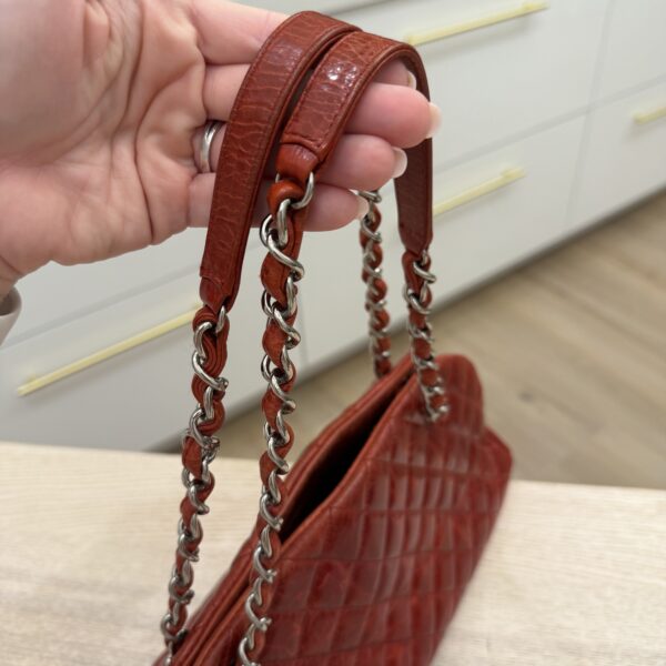 Chanel Red Crinkles Calfskin Leather Just Mademoiselle Bowling Bag