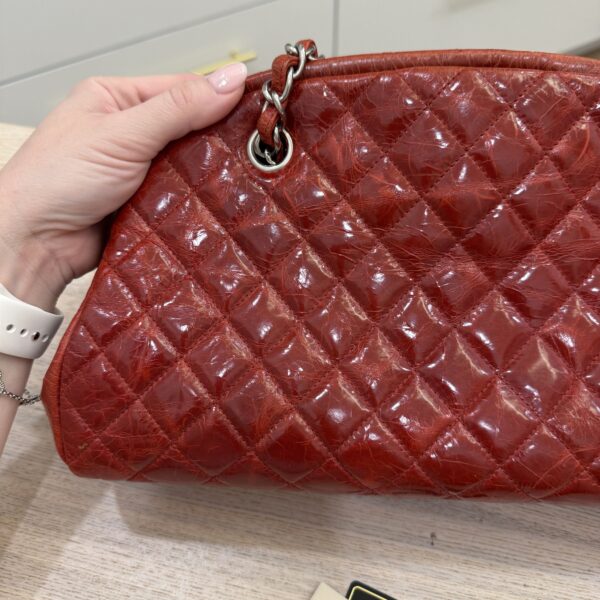 Chanel Red Crinkles Calfskin Leather Just Mademoiselle Bowling Bag