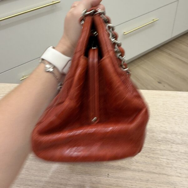 Chanel Red Crinkles Calfskin Leather Just Mademoiselle Bowling Bag
