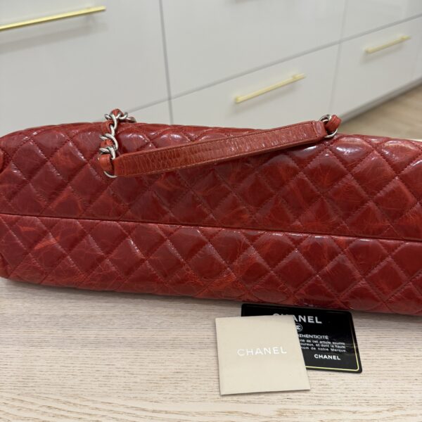 Chanel Red Crinkles Calfskin Leather Just Mademoiselle Bowling Bag