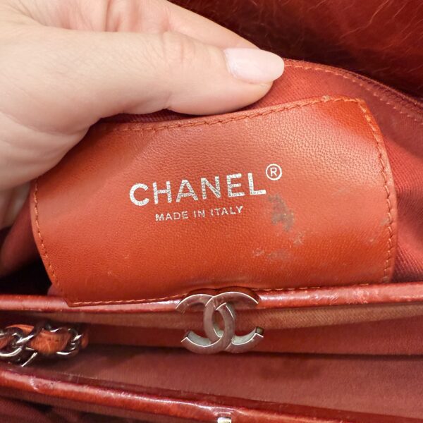 Chanel Red Crinkles Calfskin Leather Just Mademoiselle Bowling Bag