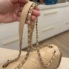 Chanel Chanel Beige Crumpled Calfskin Medium Chain All Over Flap Bag Beige Gold Hardware