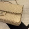 Chanel Chanel Beige Crumpled Calfskin Medium Chain All Over Flap Bag Beige Gold Hardware