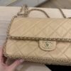 Chanel Chanel Beige Crumpled Calfskin Medium Chain All Over Flap Bag Beige Gold Hardware