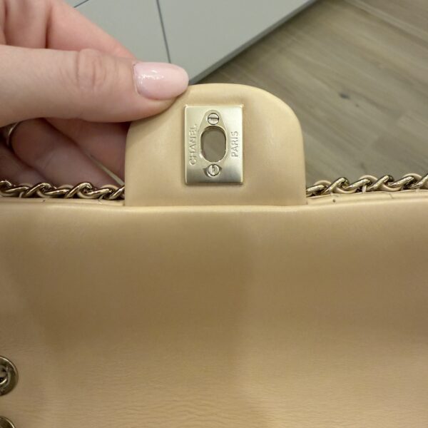 Chanel Chanel Beige Crumpled Calfskin Medium Chain All Over Flap Bag Beige Gold Hardware