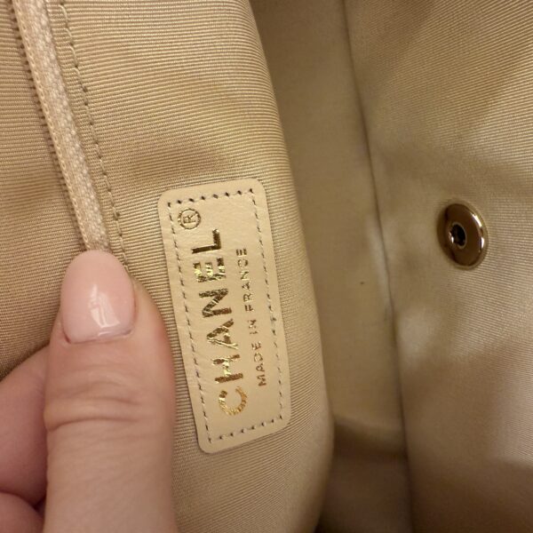 Chanel Chanel Beige Crumpled Calfskin Medium Chain All Over Flap Bag Beige Gold Hardware
