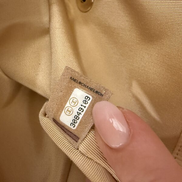 Chanel Chanel Beige Crumpled Calfskin Medium Chain All Over Flap Bag Beige Gold Hardware