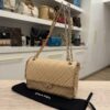 Chanel Chanel Beige Crumpled Calfskin Medium Chain All Over Flap Bag Beige Gold Hardware