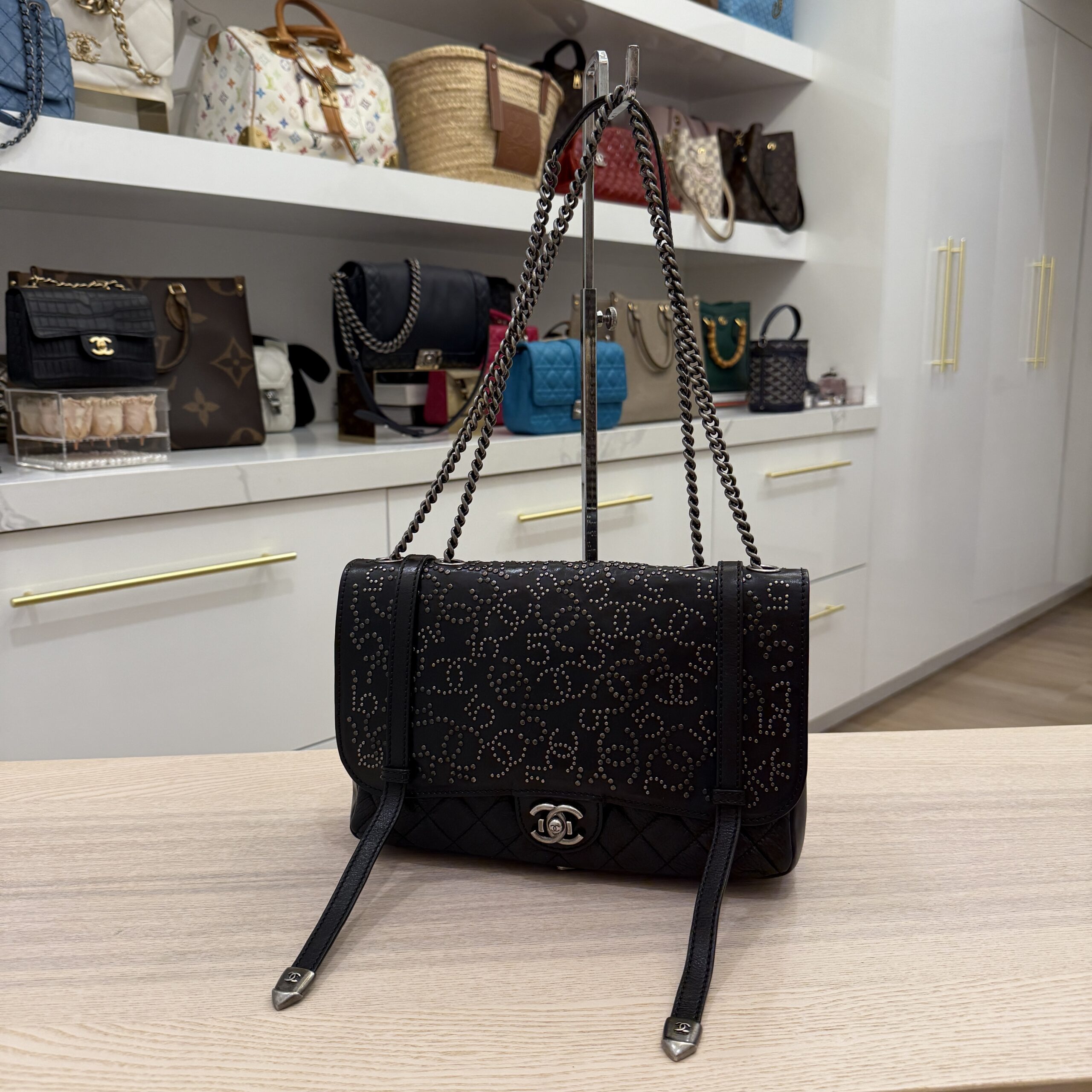 Chanel Paris-Dallas Flap Messenger Bag Quilted Studded Leather Medium