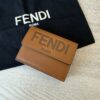 Fendi Vitello King Logo Embossed Micro Tri-Fold Wallet Cuoio