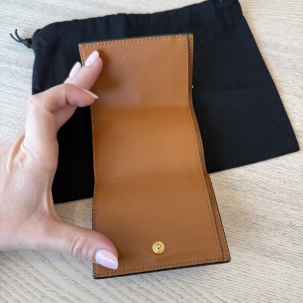 Fendi Vitello King Logo Embossed Micro Tri-Fold Wallet Cuoio