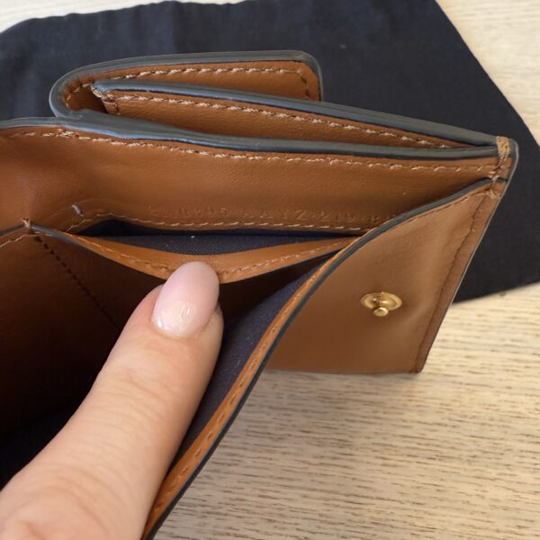 Fendi Vitello King Logo Embossed Micro Tri-Fold Wallet Cuoio