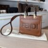 Fendi Sunshine Small Black Leather Shopper Tan