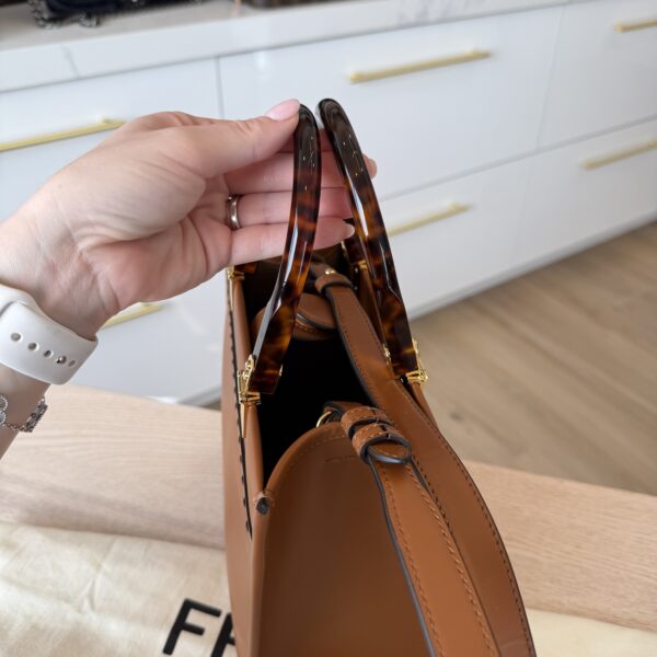 Fendi Sunshine Small Black Leather Shopper Tan