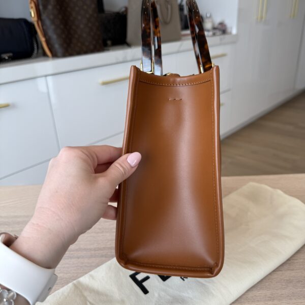 Fendi Sunshine Small Black Leather Shopper Tan