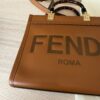 Fendi Sunshine Small Black Leather Shopper Tan
