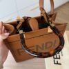 Fendi Sunshine Small Black Leather Shopper Tan