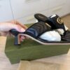 Gucci Nappa Matelasse GG Marmont 75mm Slide Sandals 38 Black