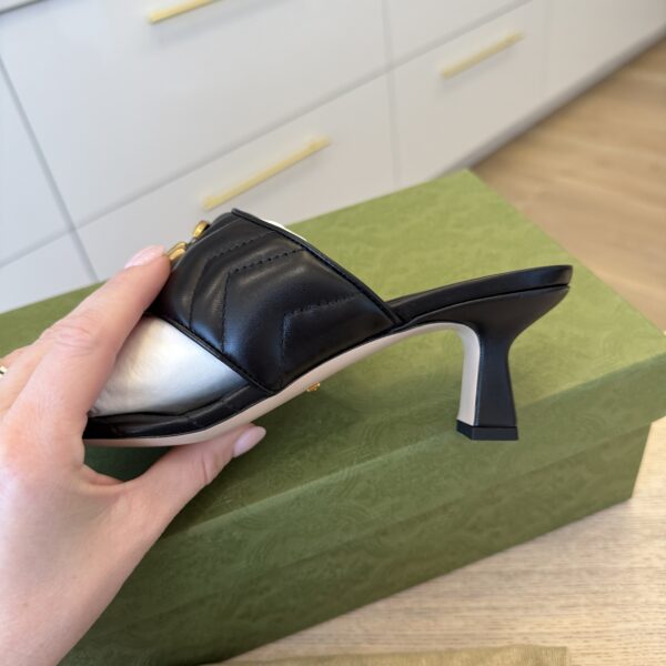 Gucci Nappa Matelasse GG Marmont 75mm Slide Sandals 38 Black