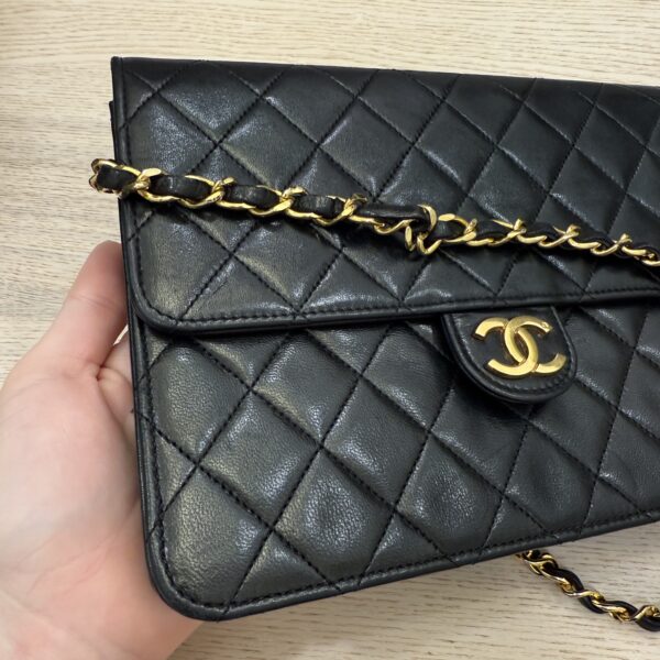 Chanel Black 24K Gold Classic Single Flap Black (Vintage)