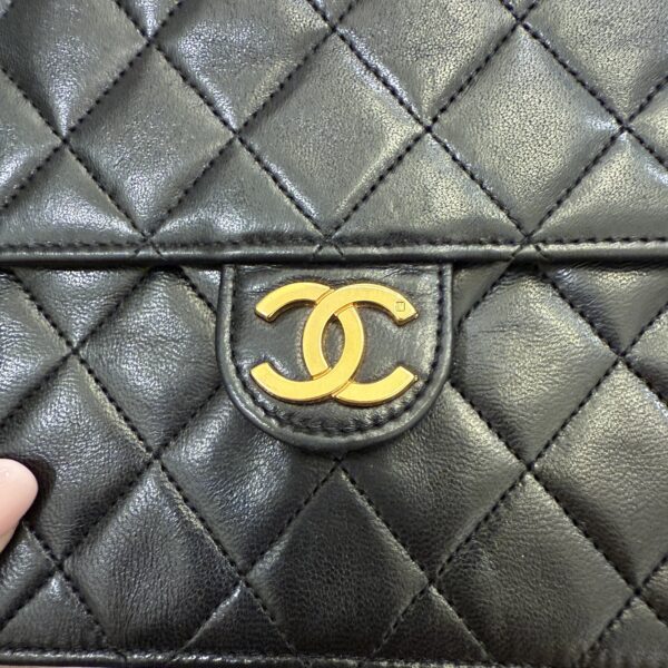 Chanel Black 24K Gold Classic Single Flap Black (Vintage)