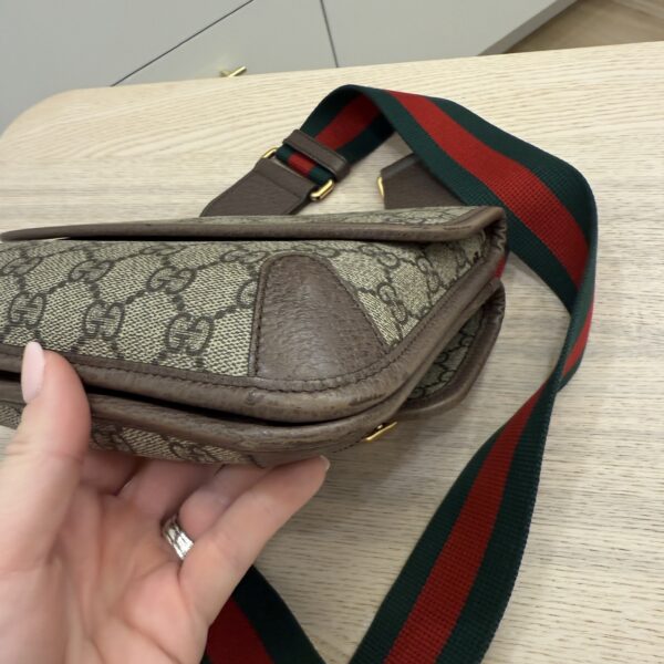 Gucci GG Supreme Monogram Web Neo Vintage Double Flap Messenger Bag Beige New Acero