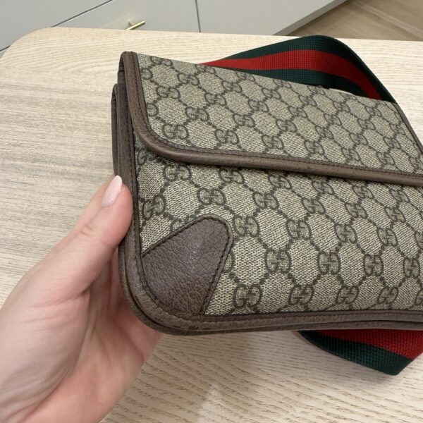 Gucci GG Supreme Monogram Web Neo Vintage Double Flap Messenger Bag Beige New Acero