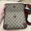 Gucci GG Supreme Monogram Web Neo Vintage Double Flap Messenger Bag Beige New Acero