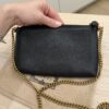 Gucci Pebbled Calfskin GG Marmont Zip Chain Bag Black