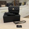 Chanel Lambskin Quilted Small Trendy CC Dual Handle Flap Bag Black Gold Hardware