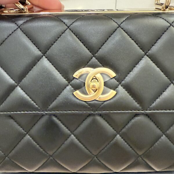 Chanel Lambskin Quilted Small Trendy CC Dual Handle Flap Bag Black Gold Hardware