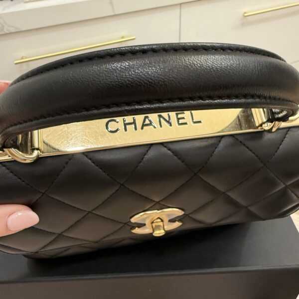 Chanel Lambskin Quilted Small Trendy CC Dual Handle Flap Bag Black Gold Hardware