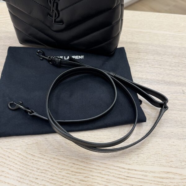 Saint Laurent (YSL) Calfskin Y Quilted Monogram Toy Loulou Satchel Black and Black hardware