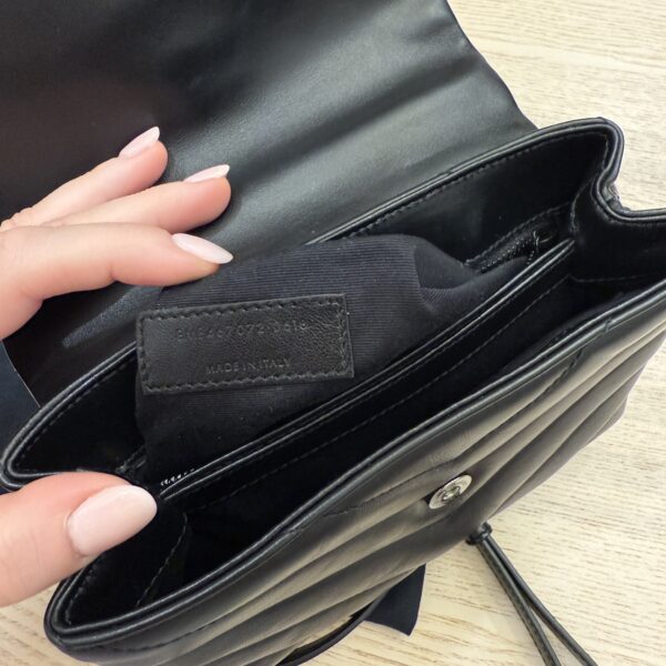 Saint Laurent (YSL) Calfskin Y Quilted Monogram Toy Loulou Satchel Black and Black hardware