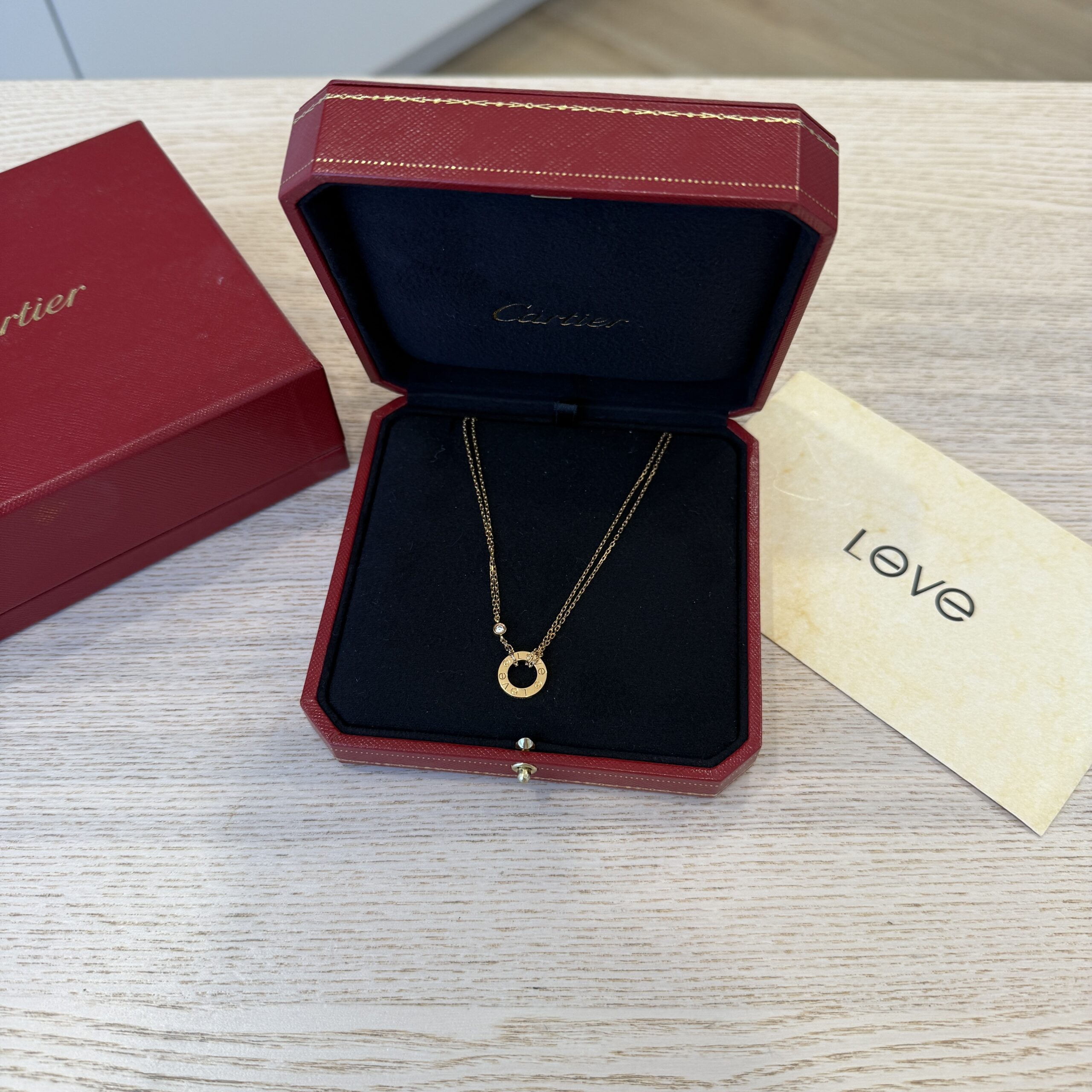 Cartier 18K Gold 2 Diamond LOVE Necklace