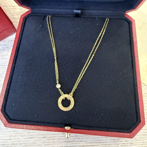Cartier 18K Gold 2 Diamond LOVE Necklace