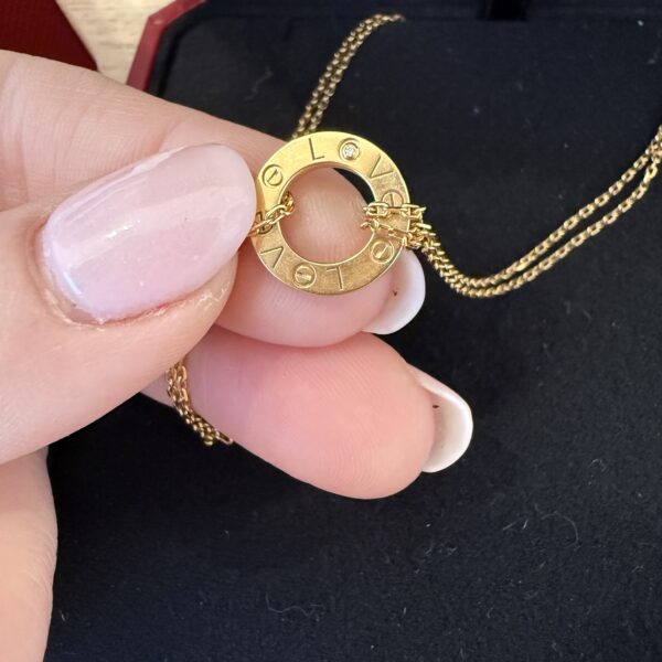 Cartier 18K Gold 2 Diamond LOVE Necklace