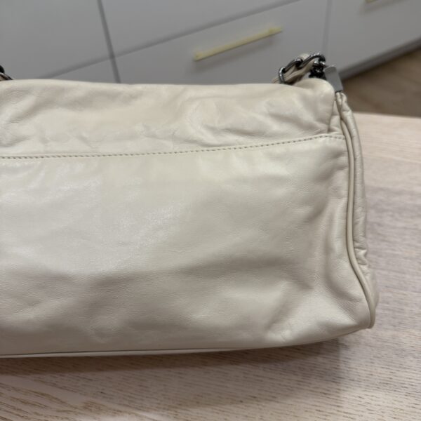 Chanel White Calfskin Triple Chain Accordion