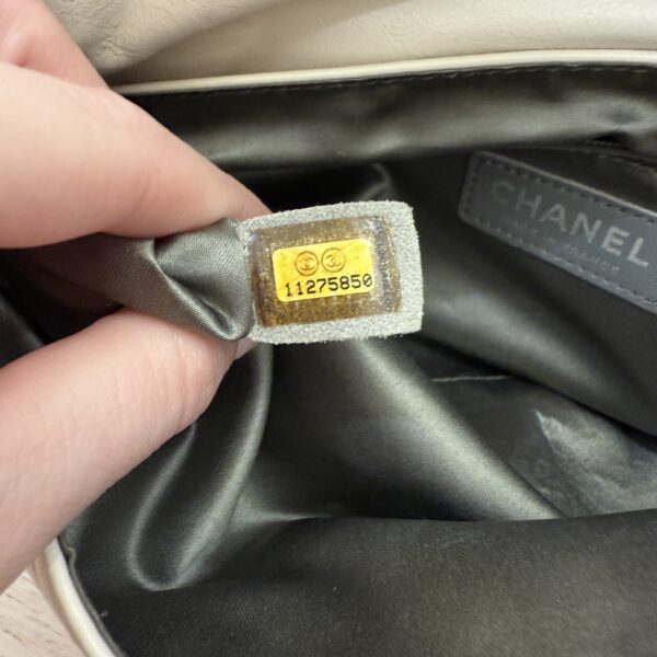 Chanel White Calfskin Triple Chain Accordion