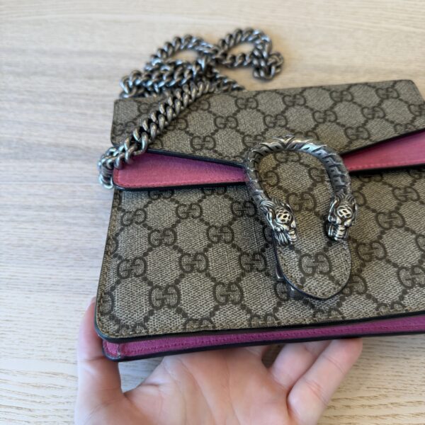 Gucci GG Supreme Monogram Mini Dionysus Shoulder Bag Pink