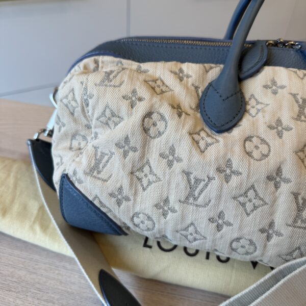 Louis Vuitton Limited Edition Blue Monogram Denim Speedy Round Large Bag