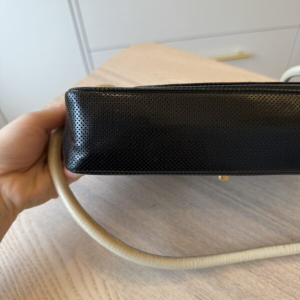 Chanel Lambskin Perforated Medium Single Flap Bag Black White