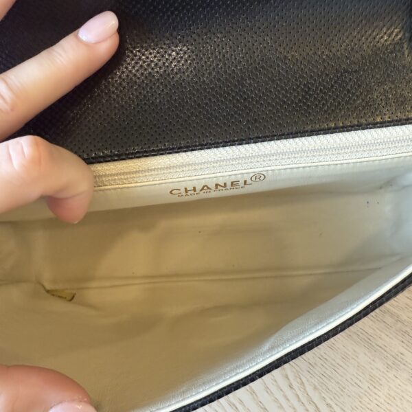 Chanel Lambskin Perforated Medium Single Flap Bag Black White