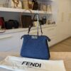 Fendi Peekaboo Soft Medium Denim-Effect Blue Leather Bag