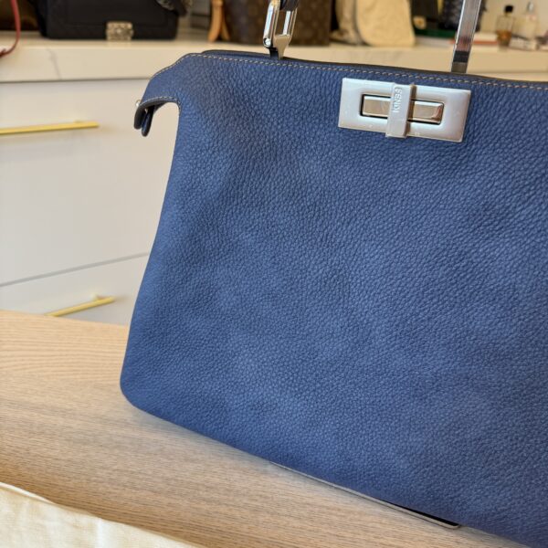 Fendi Peekaboo Soft Medium Denim-Effect Blue Leather Bag