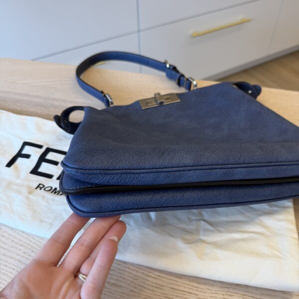 Fendi Peekaboo Soft Medium Denim-Effect Blue Leather Bag