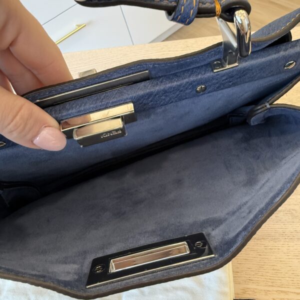 Fendi Peekaboo Soft Medium Denim-Effect Blue Leather Bag