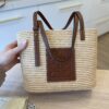 Loewe Square Anagram Straw Basket Tote Bag