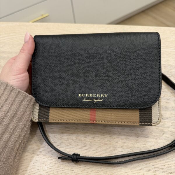 Burberry Black/Beige House Check Canvas and Leather Hampshire Crossbody Bag