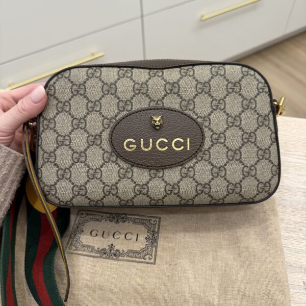 Gucci GG Supreme Monogram Neo Vintage Web Shoulder Bag Brown Yellow